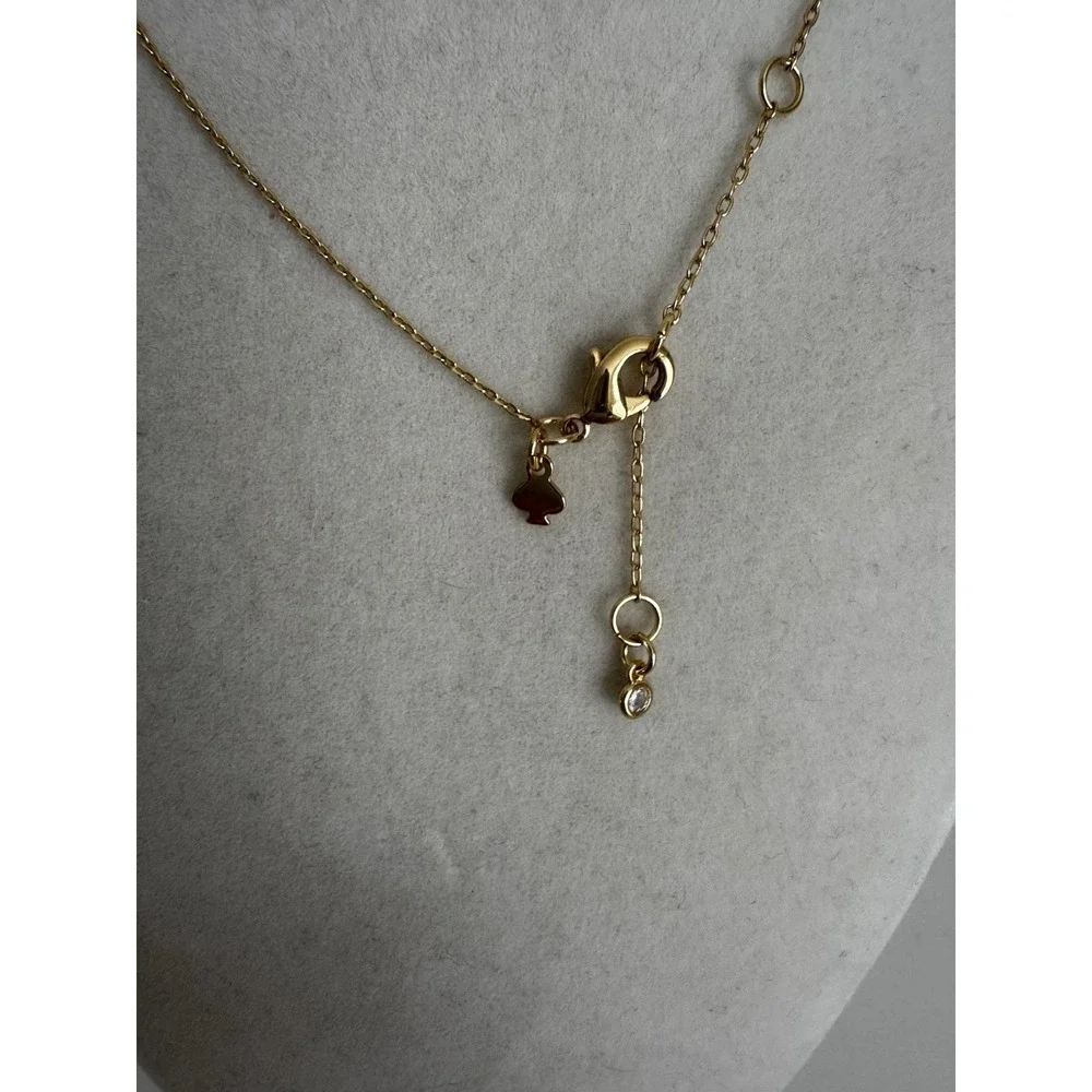 Kate Spade New York New Bloom Pink Color Flower Pendant Necklace NWT Gold